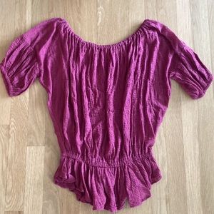 Free People Boho Gauzy Cold Shoulder Short Sleeved Top